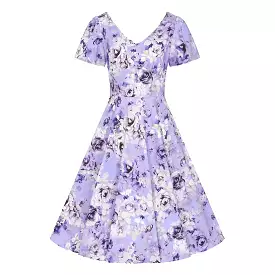 Lilac Floral Print Tea Dress