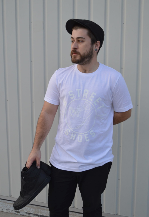 Limited Quantity & Sizing - White B Street T-Shirt with White B Street Logo