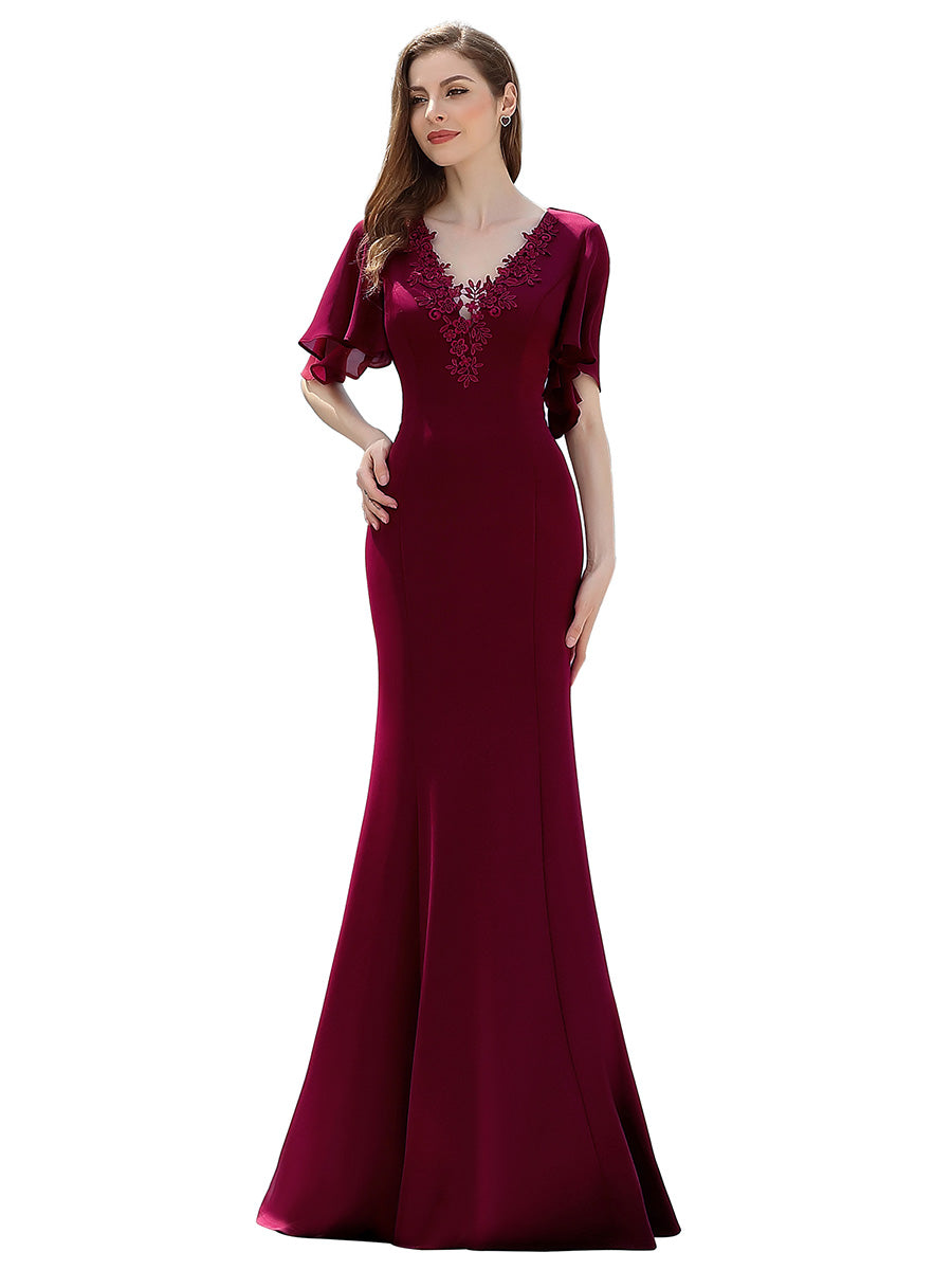 Long Deep V-neck Mermaid Dress Size 16 | Style 00574 | Elegant Design