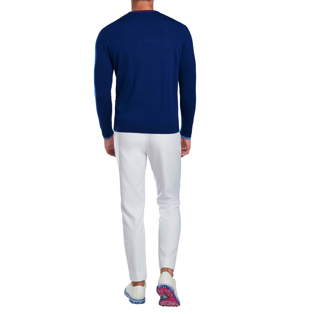 Long sleeve crew neck sweater design in blue