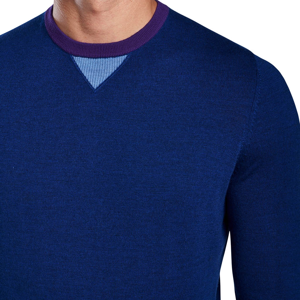 Long sleeve crew neck sweater design in blue