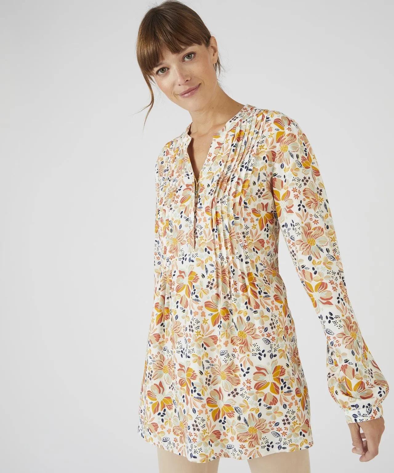 Floral Tunic Blouse with Longline Design