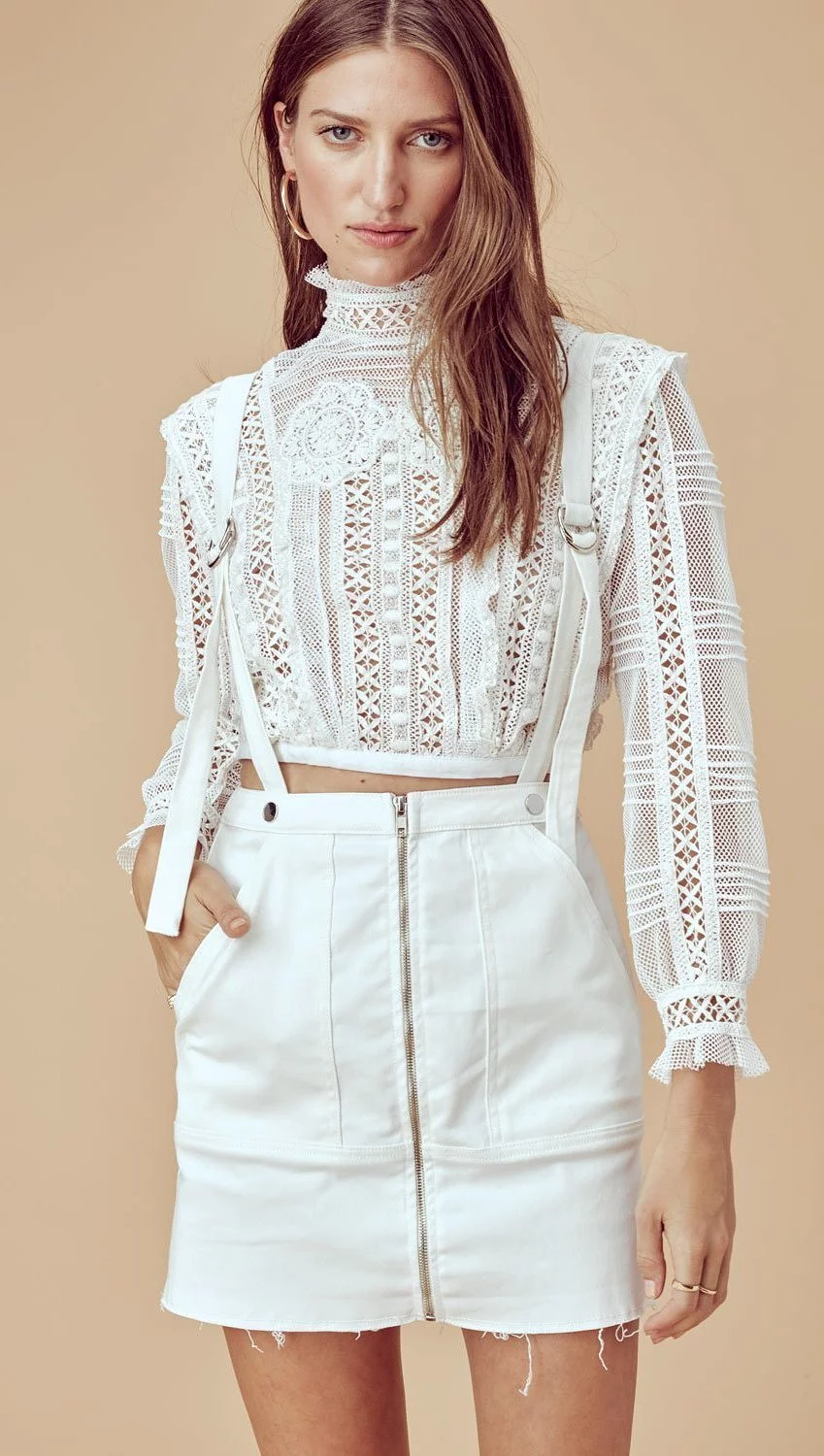 Love and Lemons Monika Overalls Mini Skirt