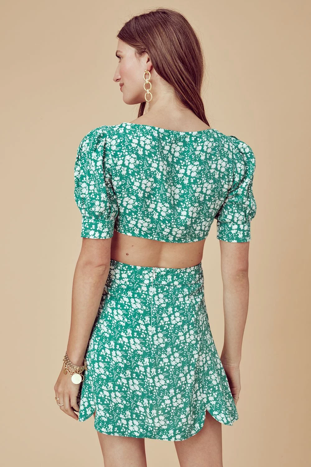 Love and Lemons Zamira Floral Mini Skirt Kelly