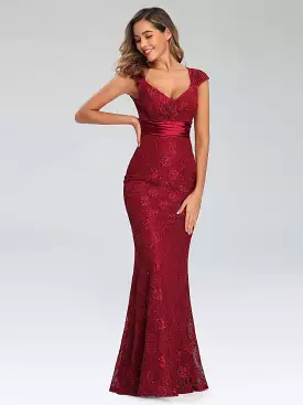 Maxi V-Neck Glitter Dress Size 16 - Style 19079