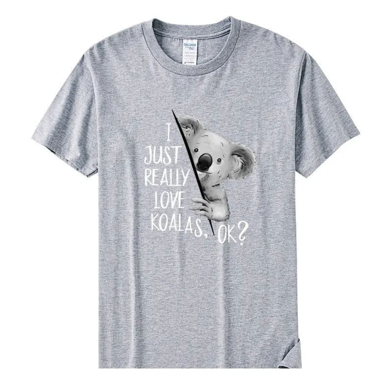 Men's Casual 90s Style I Just Really Love Koalas Ok Printed Cotton T-shirt