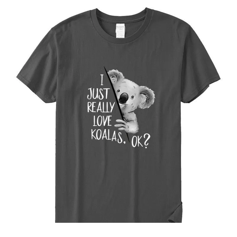 Men's Casual 90s Style I Just Really Love Koalas Ok Printed Cotton T-shirt