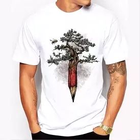 Men's Printed White T-Shirt