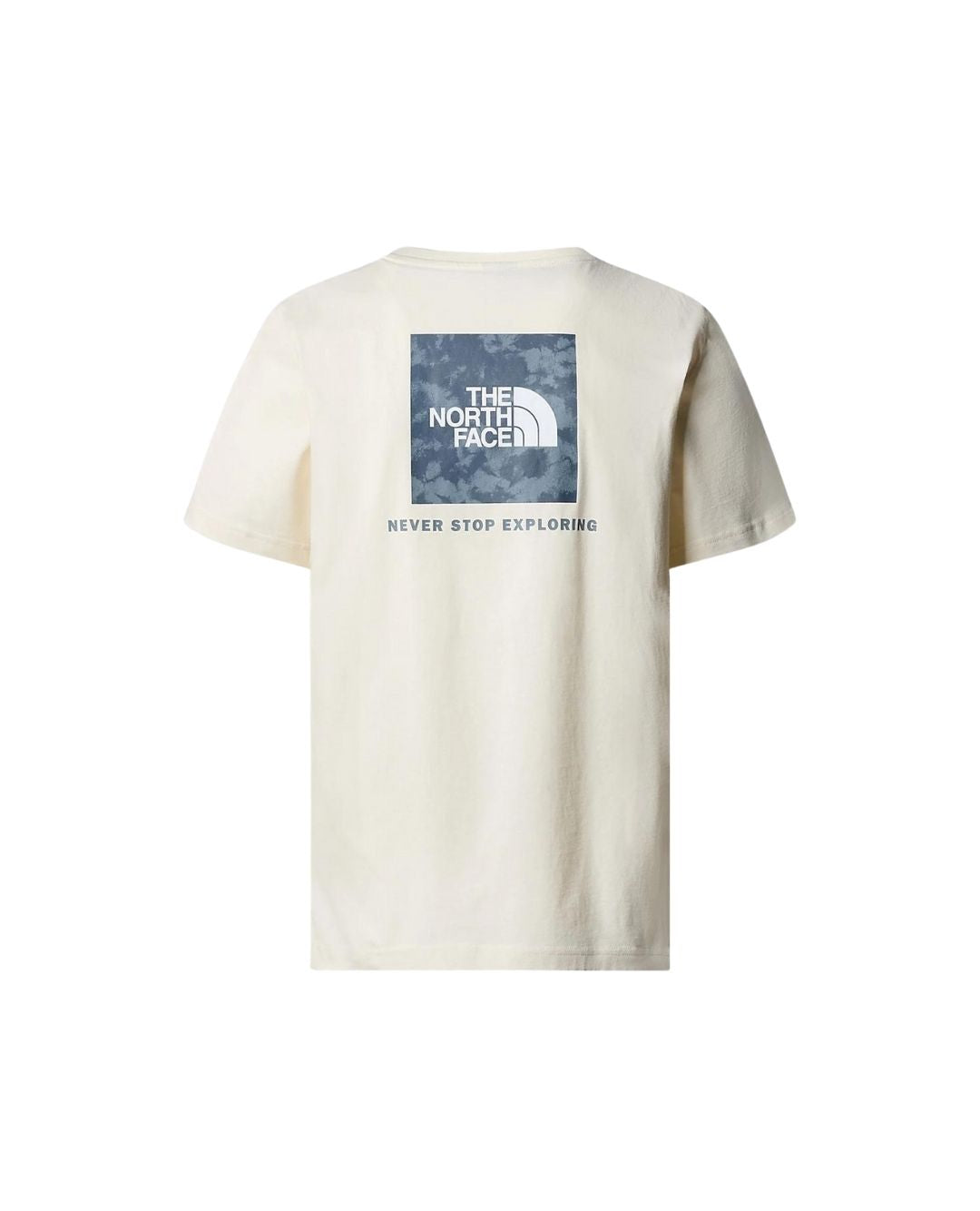 Mens short sleeve Redbox t-shirt in white with Dune and Blue Dusk logo design