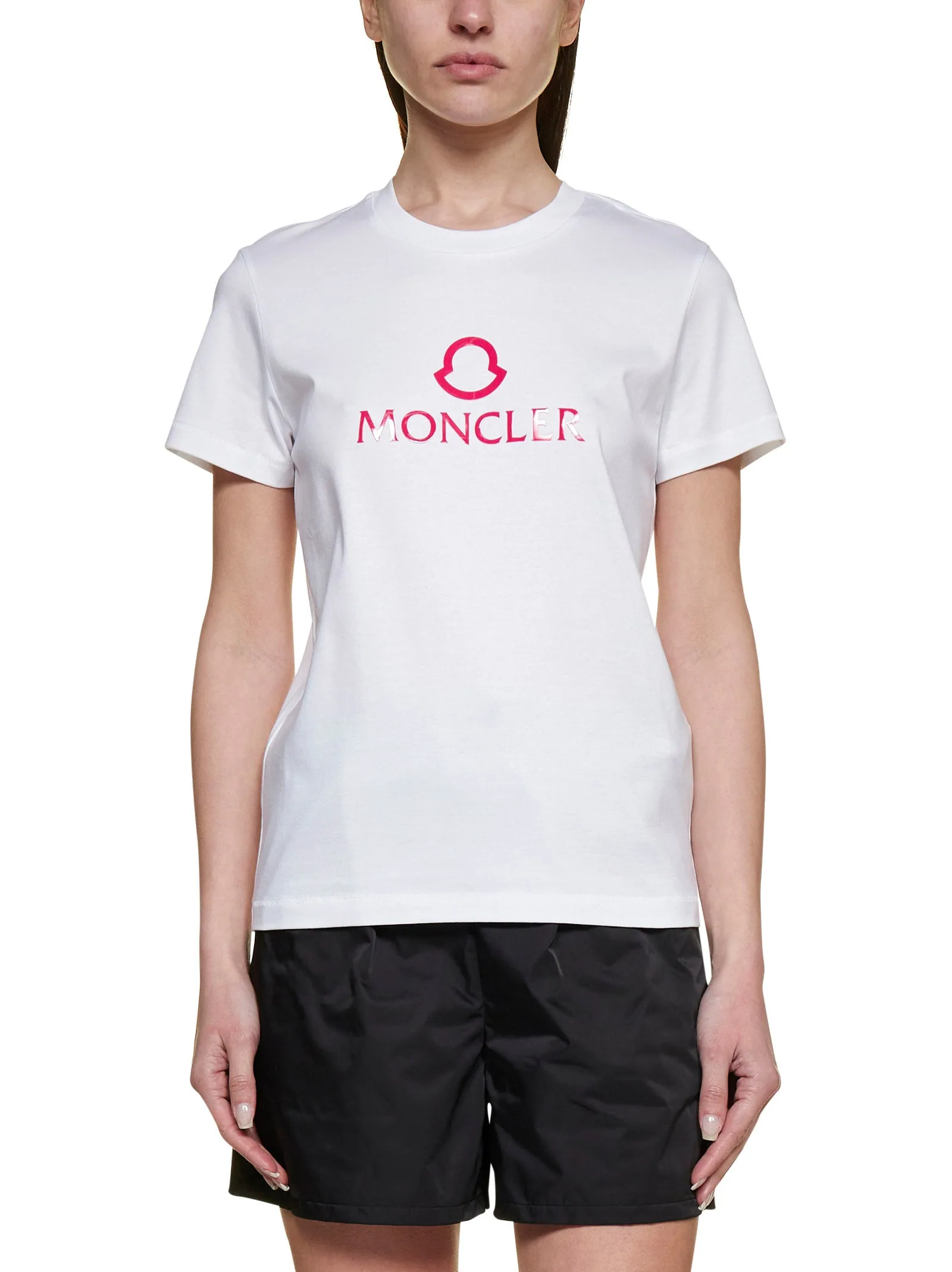 Moncler Crewneck T-Shirt with Logo Print