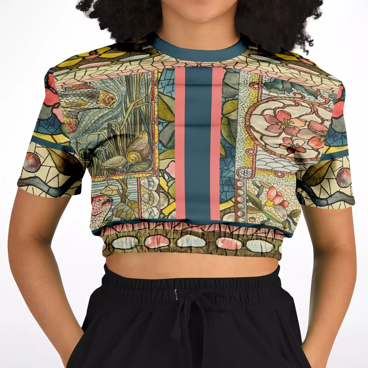 Mosaic Life Short Sleeve Cropped Sweater