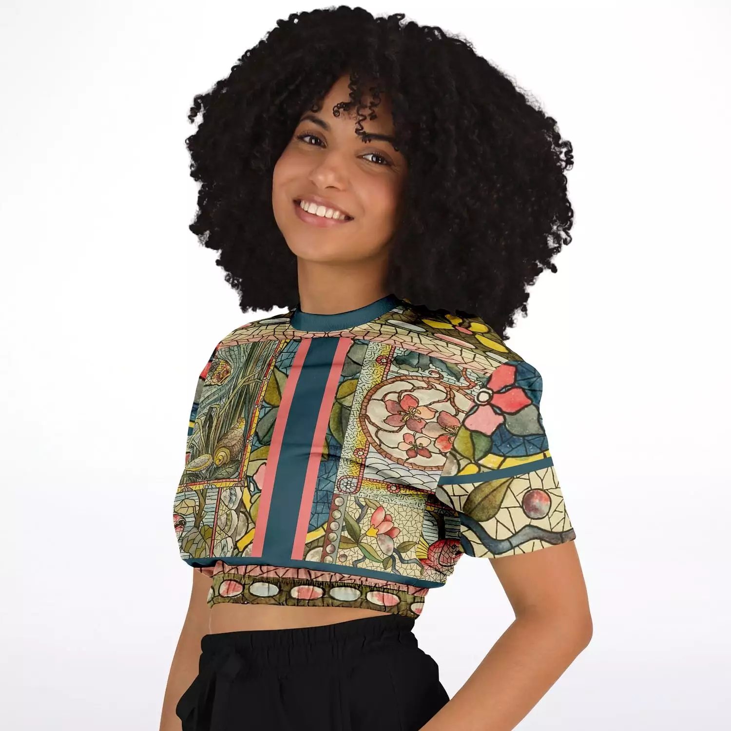 Mosaic Life Short Sleeve Cropped Sweater