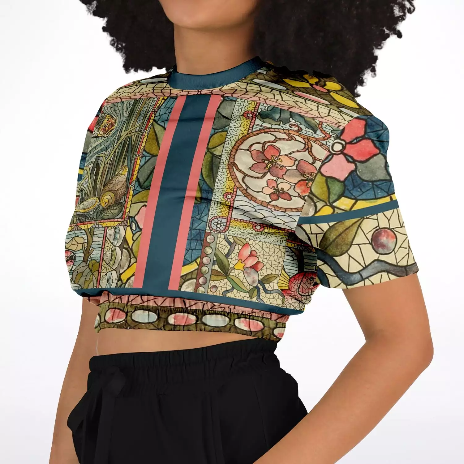 Mosaic Life Short Sleeve Cropped Sweater