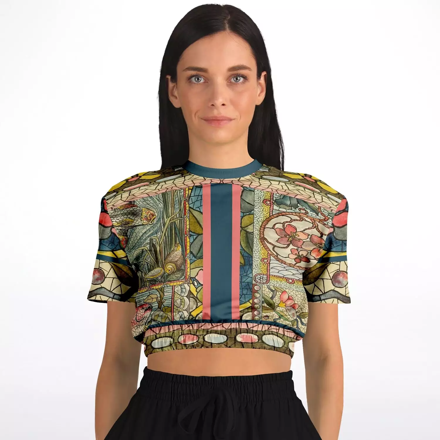 Mosaic Life Short Sleeve Cropped Sweater