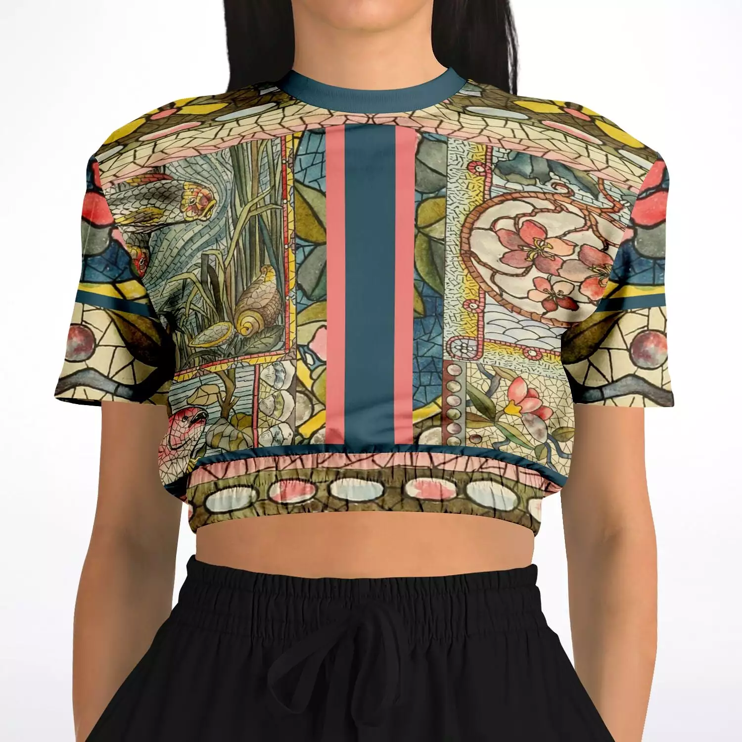 Mosaic Life Short Sleeve Cropped Sweater