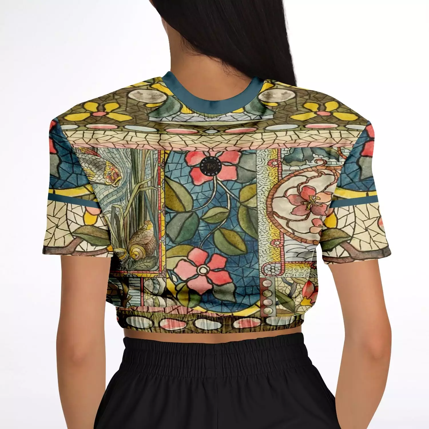 Mosaic Life Short Sleeve Cropped Sweater