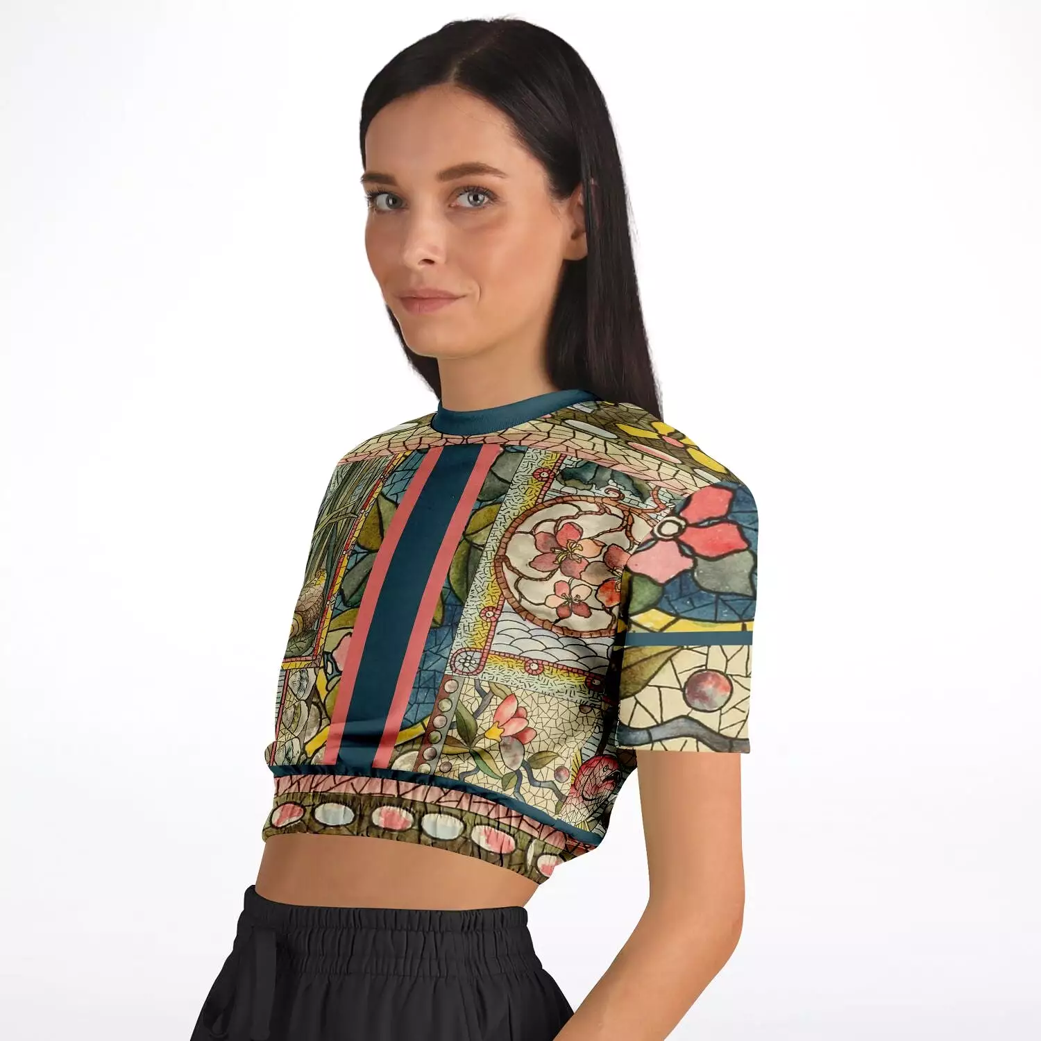 Mosaic Life Short Sleeve Cropped Sweater