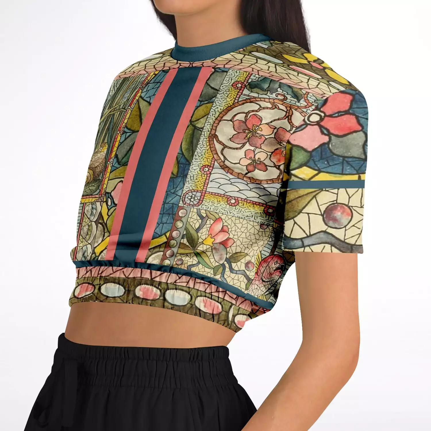 Mosaic Life Short Sleeve Cropped Sweater