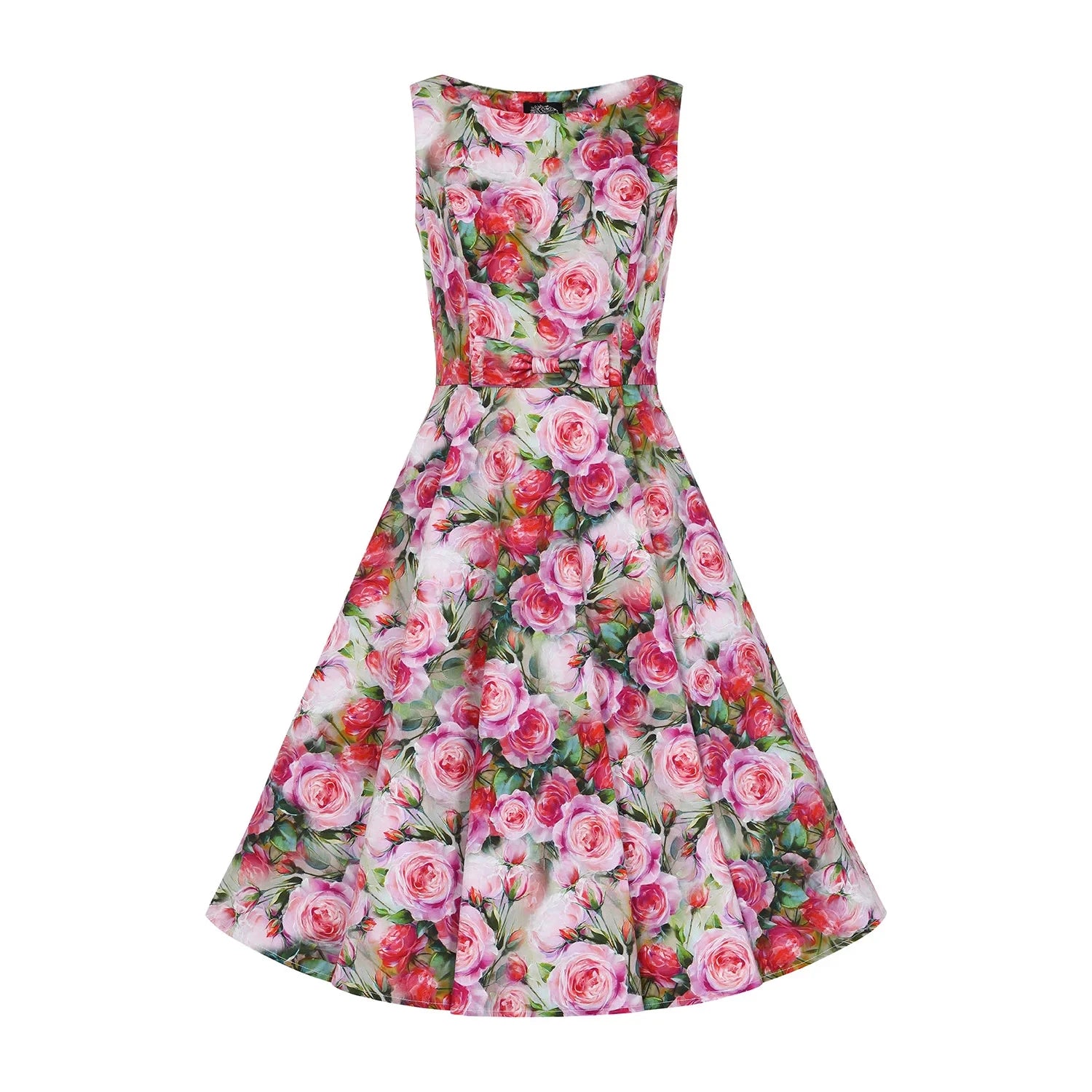 Multi Coloured Pink Red Floral Print Tea Dress