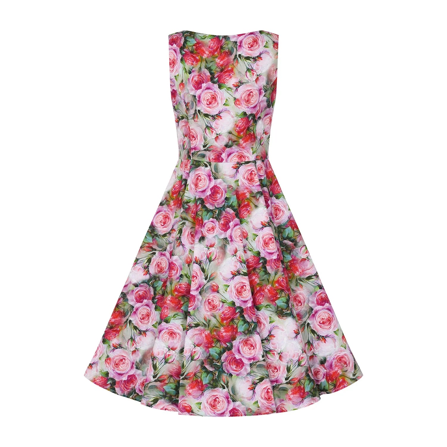 Multi Coloured Pink Red Floral Print Tea Dress