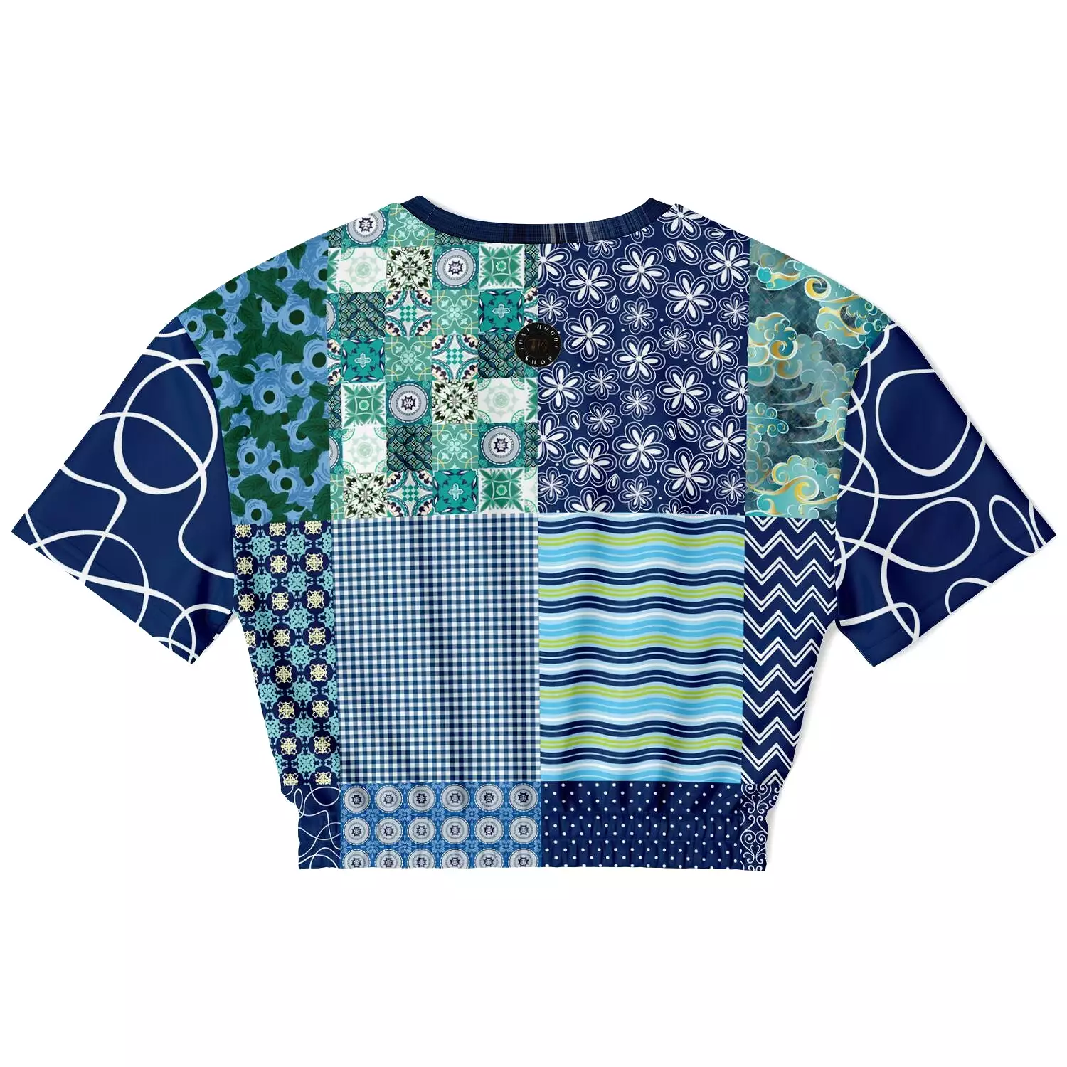 Mykonos Patchwork Print Short Sleeve Crop Sweater