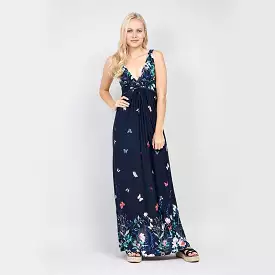 Navy Sleeveless Long Dress (Butterfly Style)