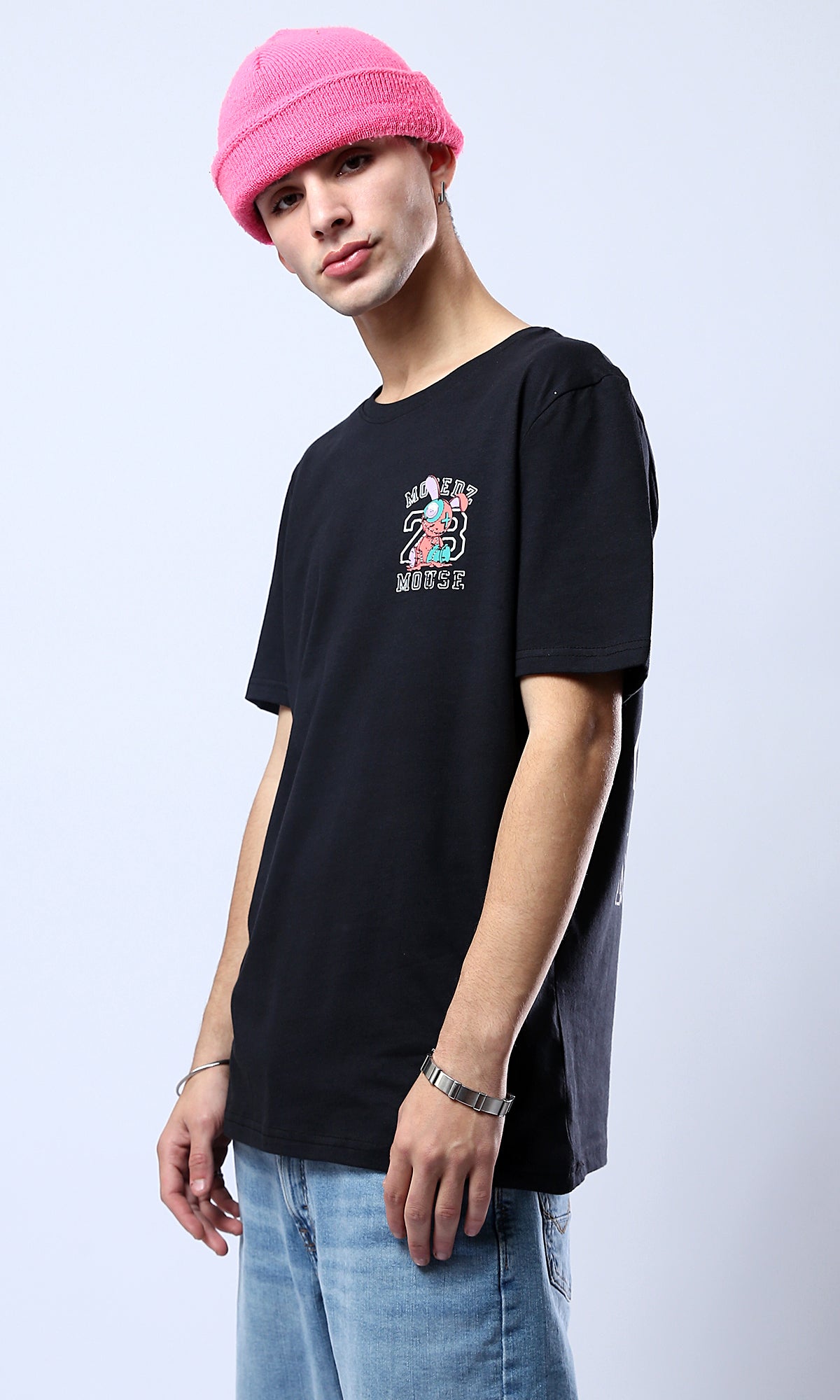 O178964 Black Cotton Summer Tee - Short Sleeves