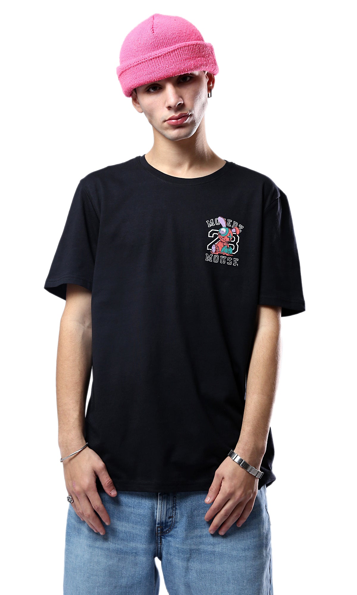 O178964 Black Cotton Summer Tee - Short Sleeves