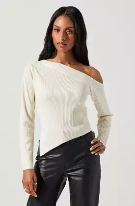 Off Shoulder Ribbed Knit Sweater