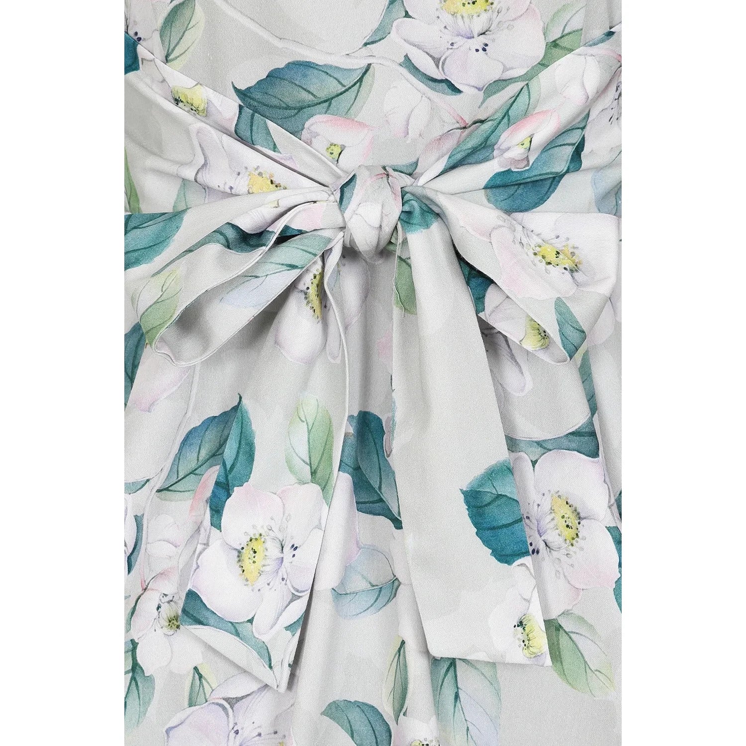 Pale Mint Green and White Floral Collared Sleeveless 1950s Swing Tea Dress