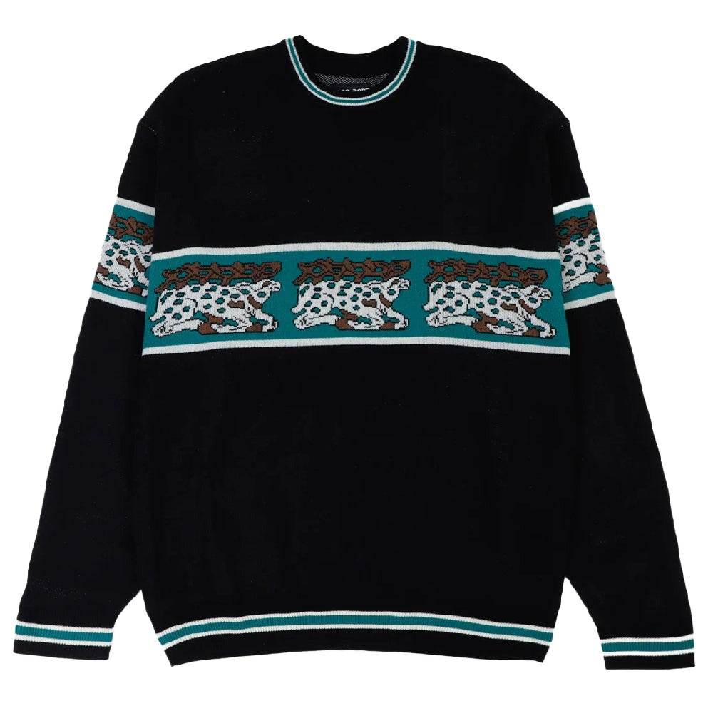 Passport Antler Knit Sweater Black Teal - Buy Now