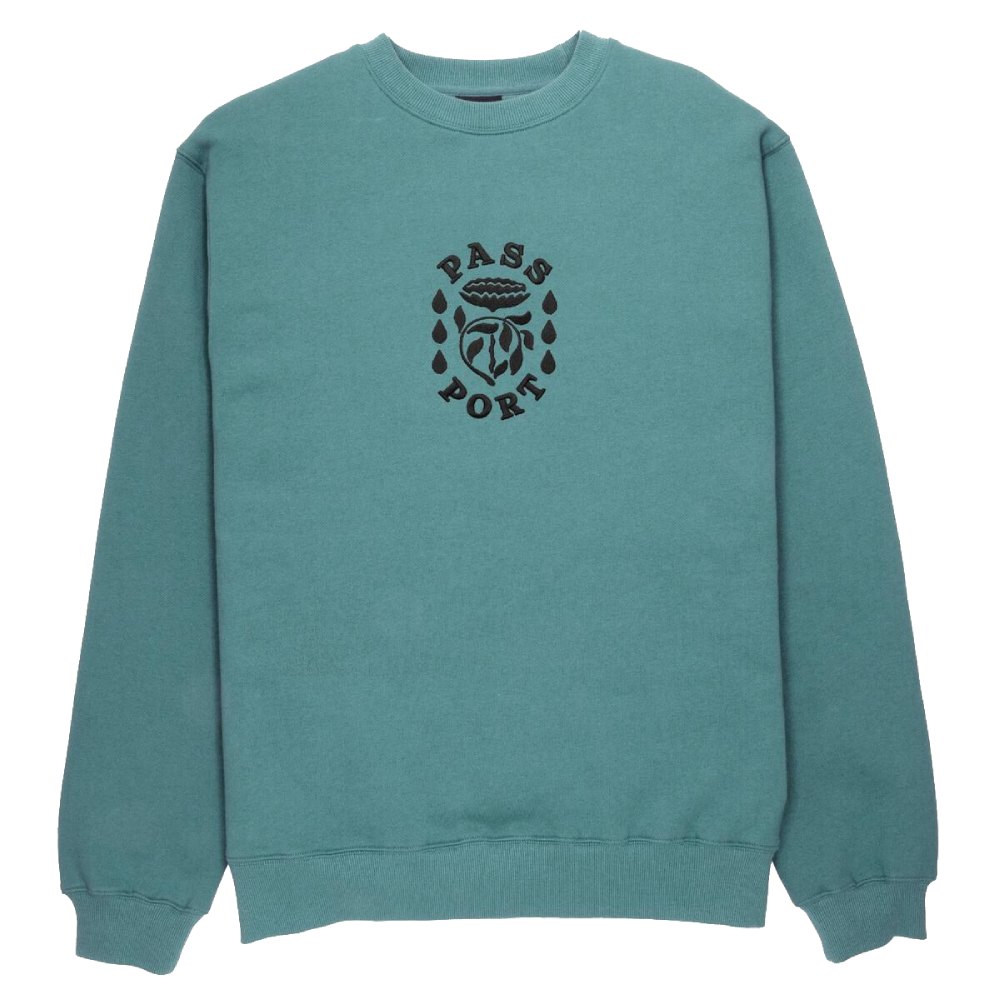 Passport Fountain Embroidery Sweater - Washed Teal