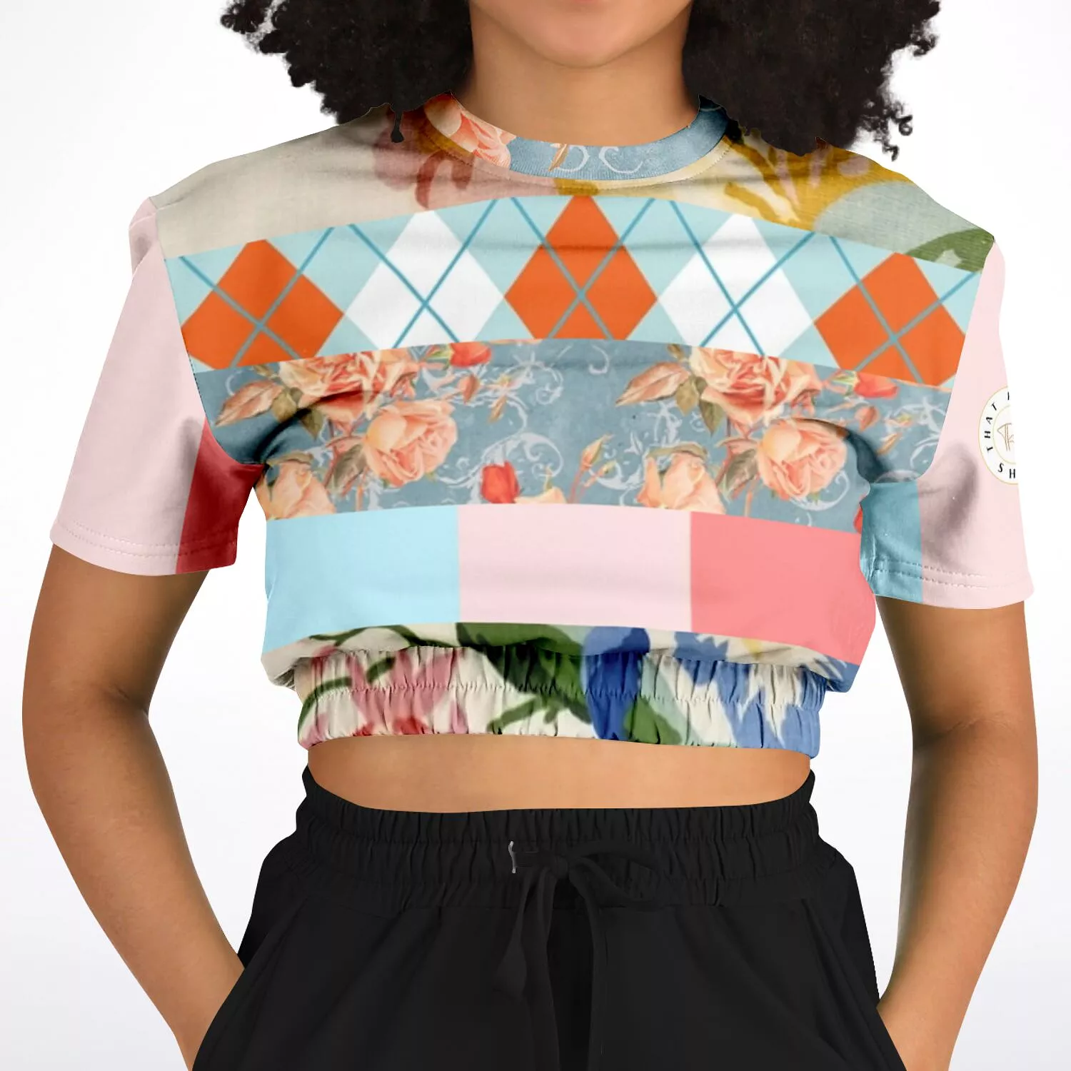 Peach Cream Short Sleeve Crop Eco-Poly Sweater