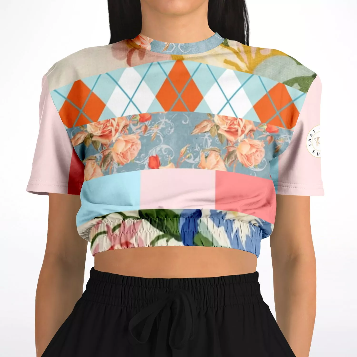 Peach Cream Short Sleeve Crop Eco-Poly Sweater