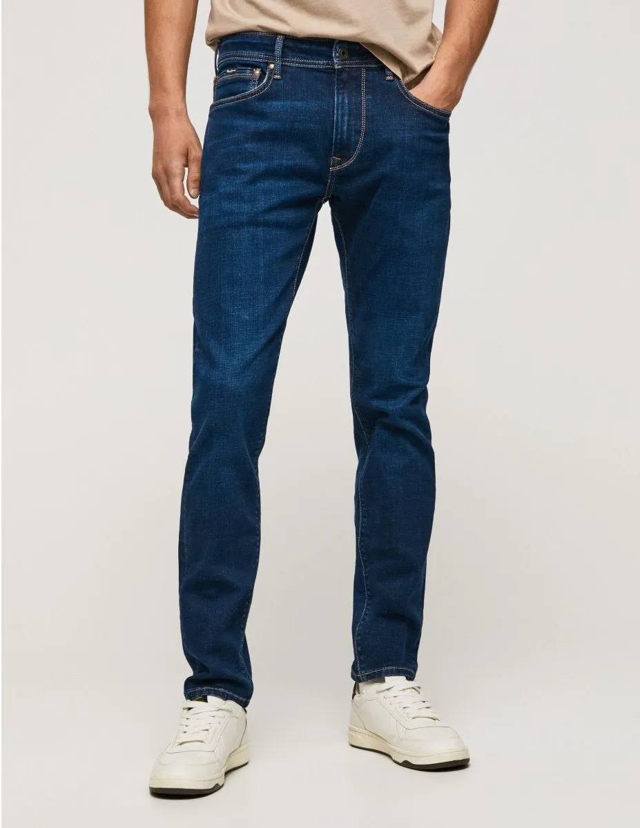 Pepe Jeans Stanley Taper Fit Regular Waist Denim Jeans Blue