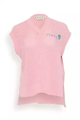 Pink Gummy Sleeveless V-Neck Sweater