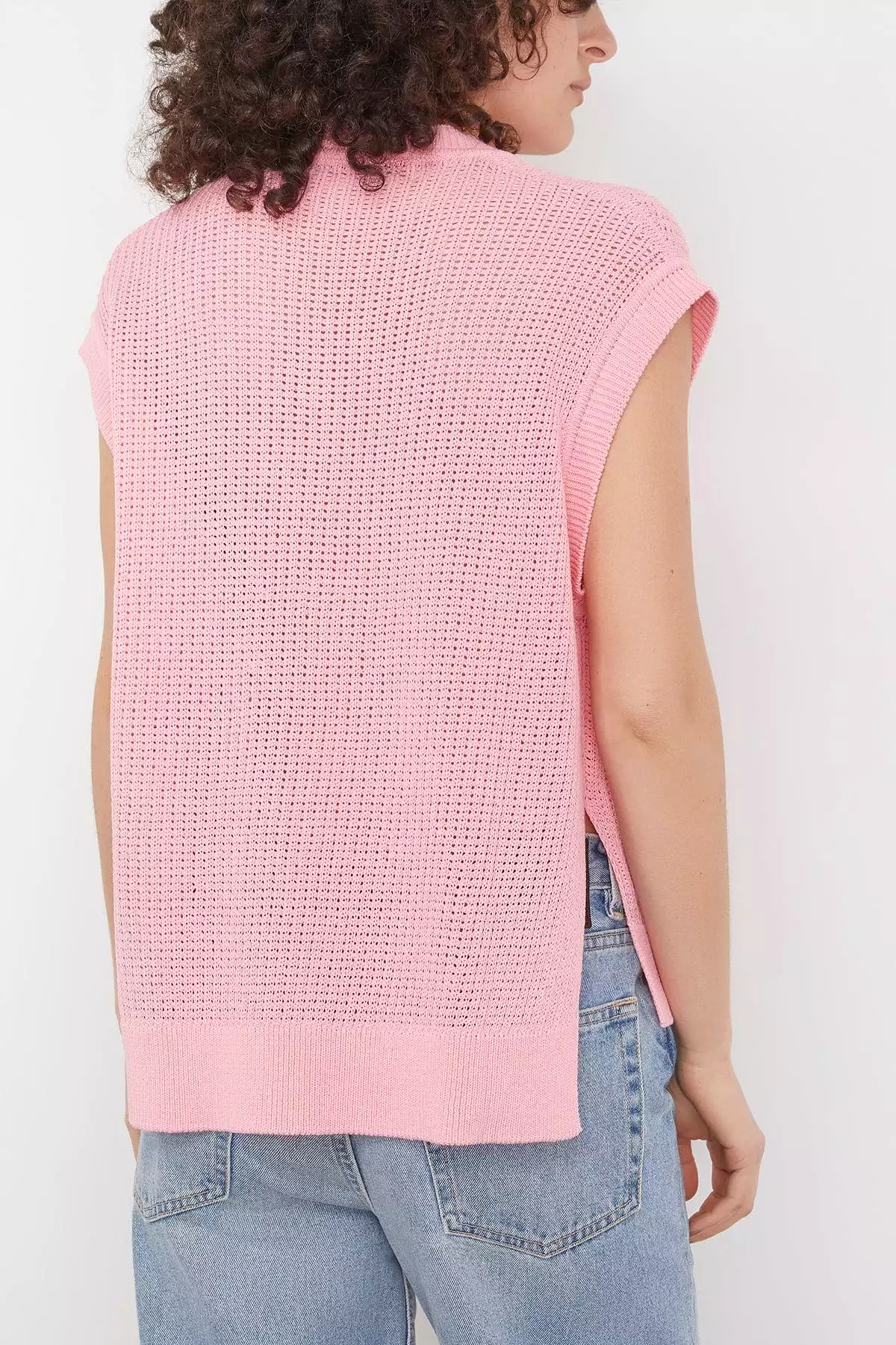 Pink Gummy Sleeveless V-Neck Sweater