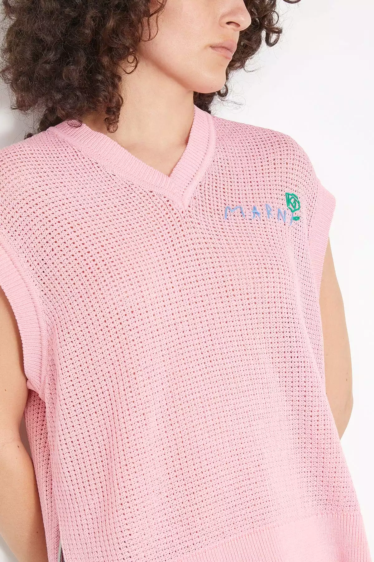 Pink Gummy Sleeveless V-Neck Sweater