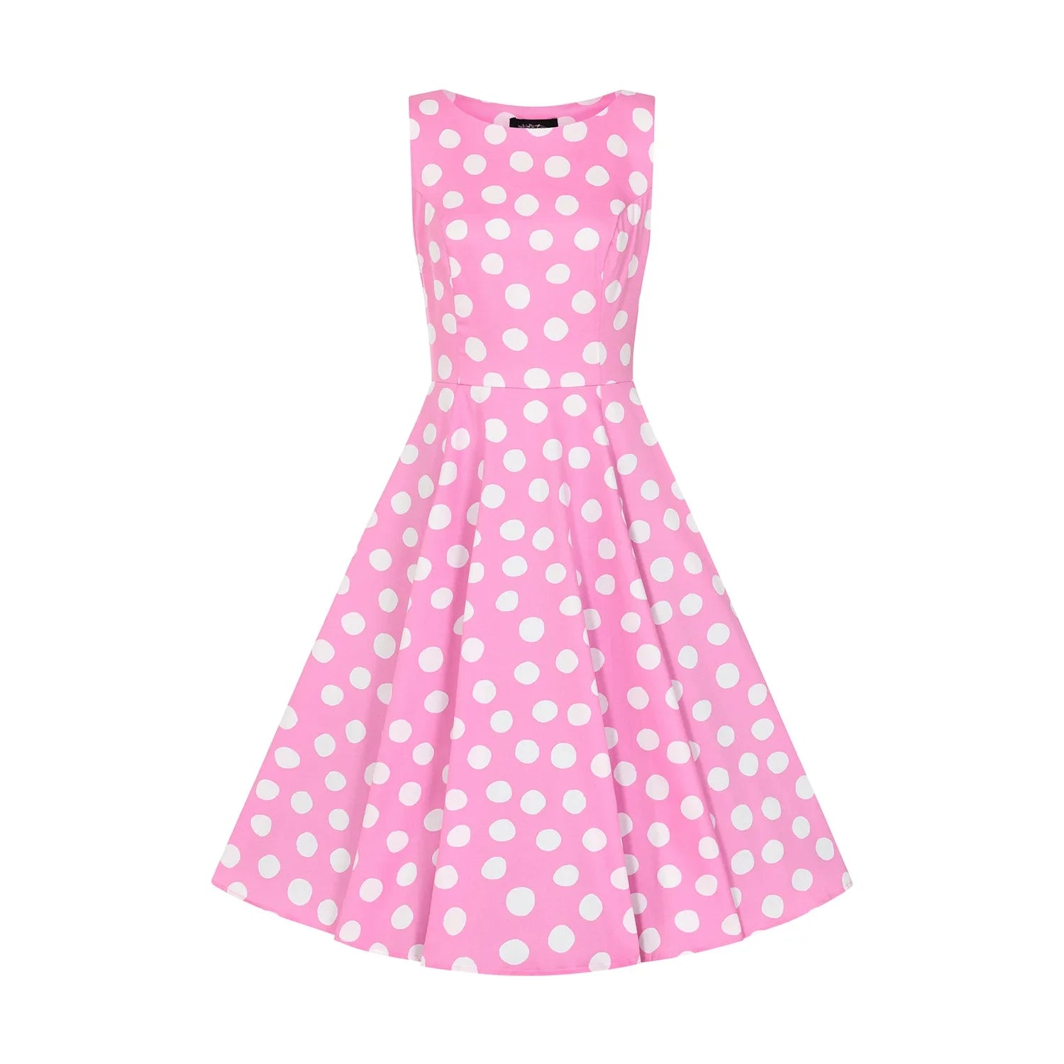 Pink White Polka Dot Swing Tea Dress.