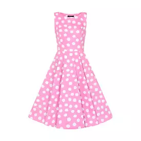 Pink White Polka Dot Swing Tea Dress.