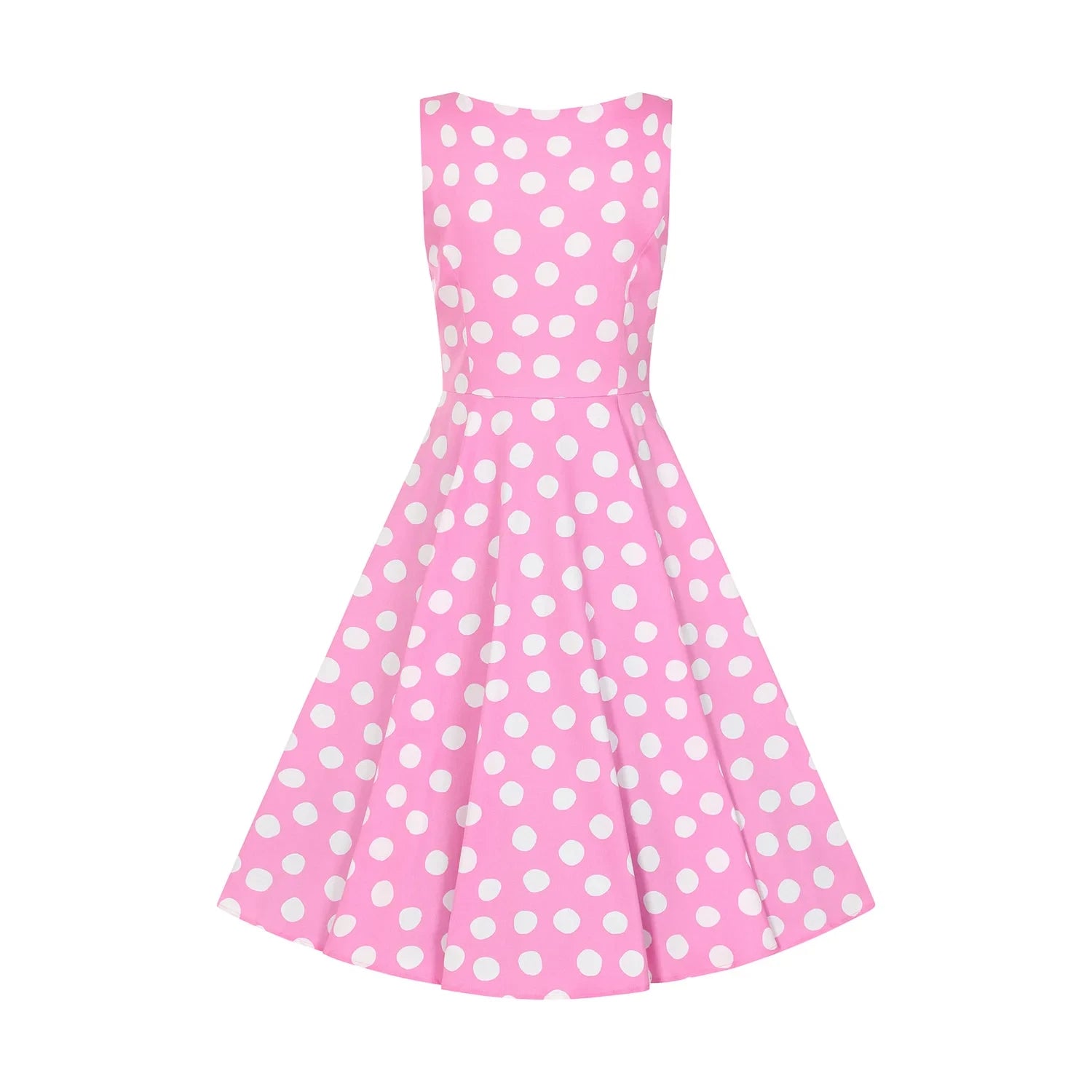 Pink White Polka Dot Swing Tea Dress.