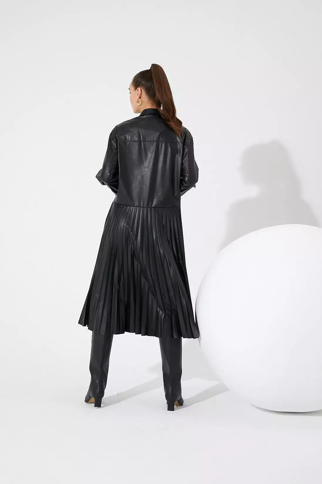 Pleated Skirt Shirt Dress