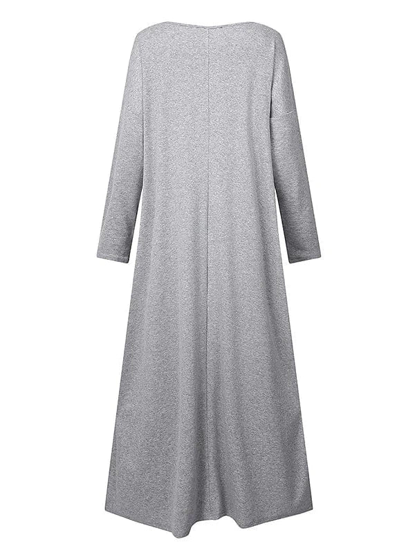 Plus Size Maxi Dress with V-neck and Long Sleeves