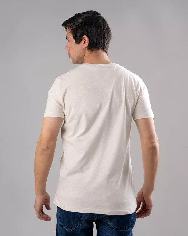 Printed T-shirt - off white with round neck design.