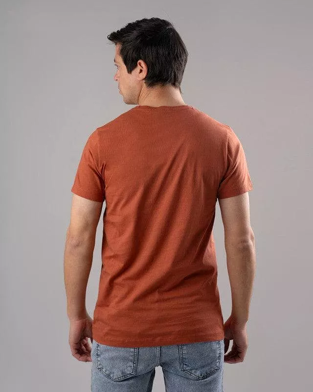 Printed T-shirt with round neck - Havane