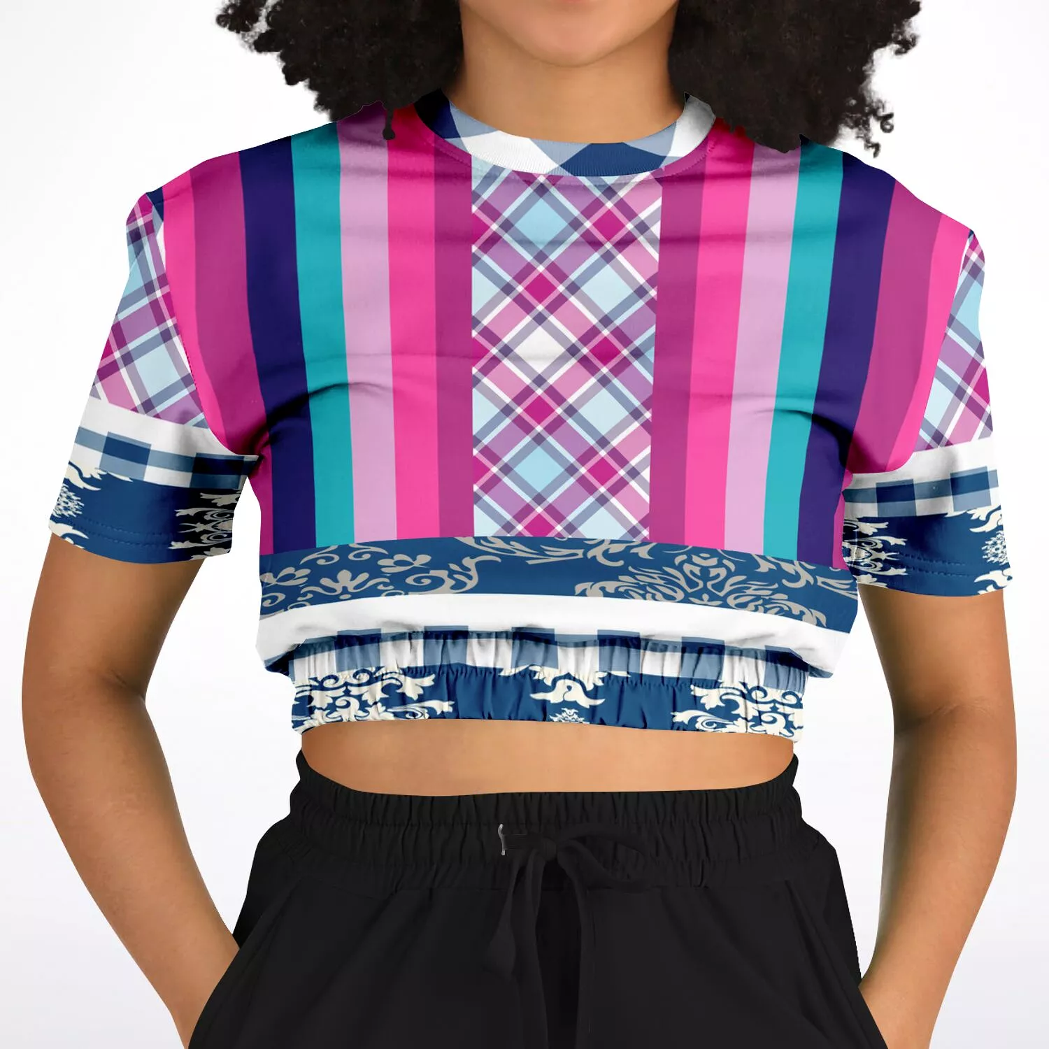 Purple Haze Short Sleeve Cropped Sustainable Sweater