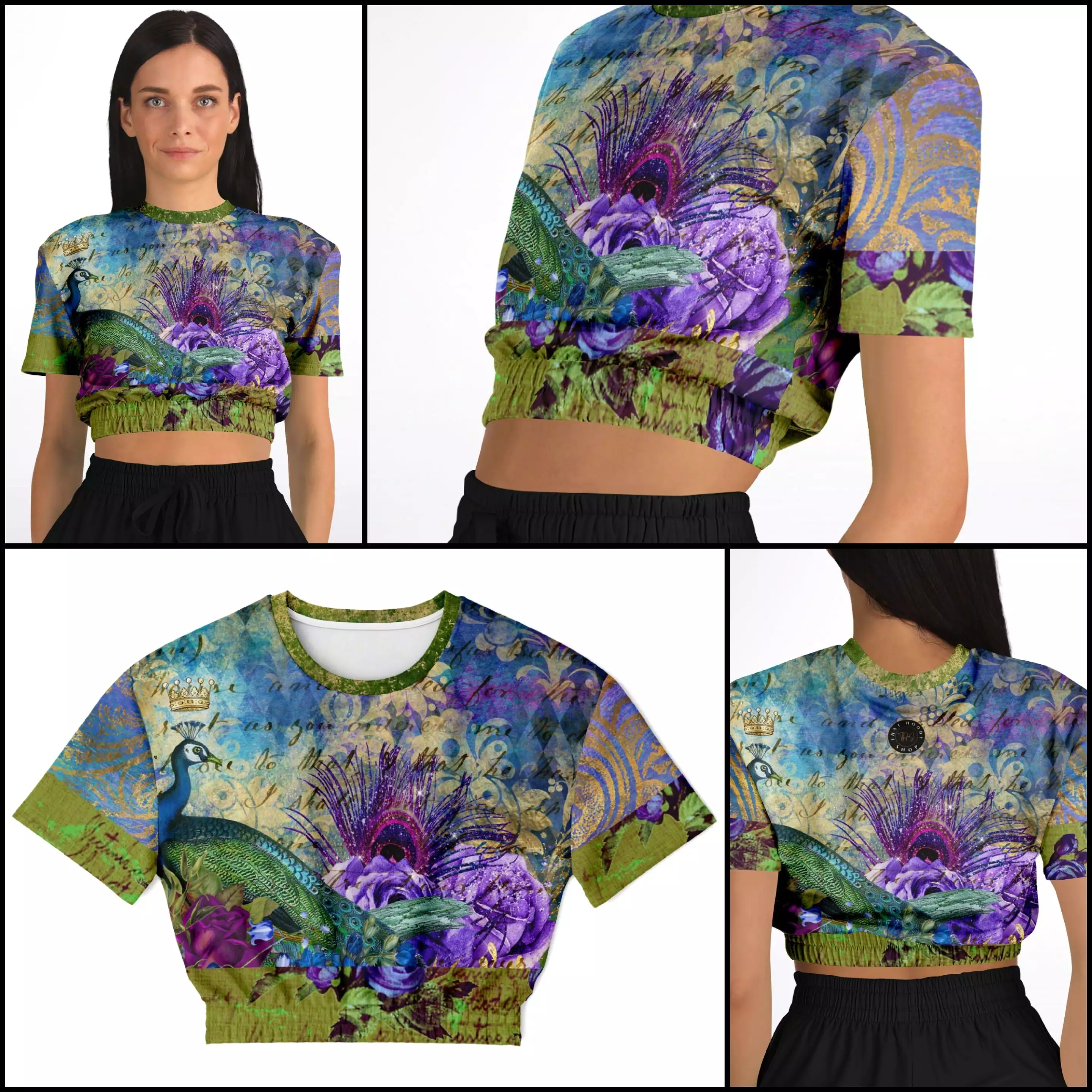 Purple Short Sleeve Cropped Sweater in Eco-Poly Material