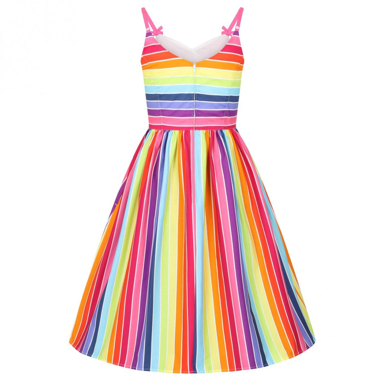 Rainbow Print 1950s Swing Dress for Summer