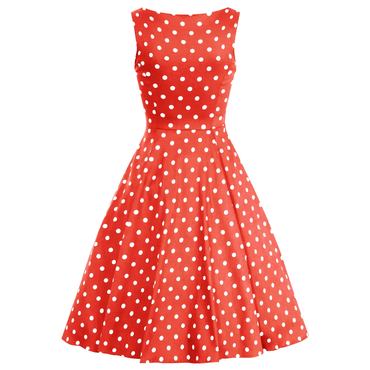 red and white polka dot dress, 50s swing dress, Audrey Hepburn style