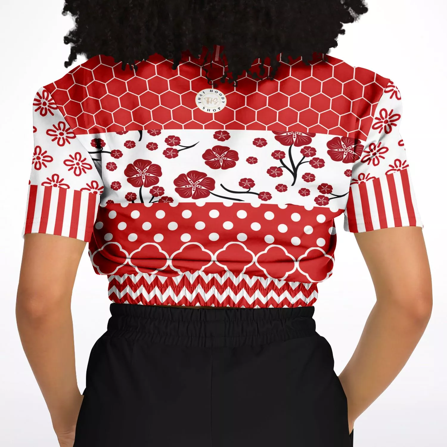 Red Short Sleeve Cropped Sweater